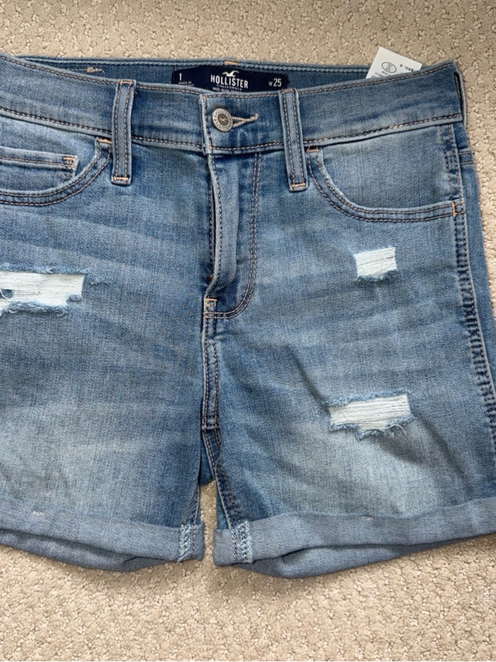 Hollister Light Blue Distressed Women's Denim Shorts